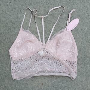 Anemone long line lace choker bralette pink M/L
